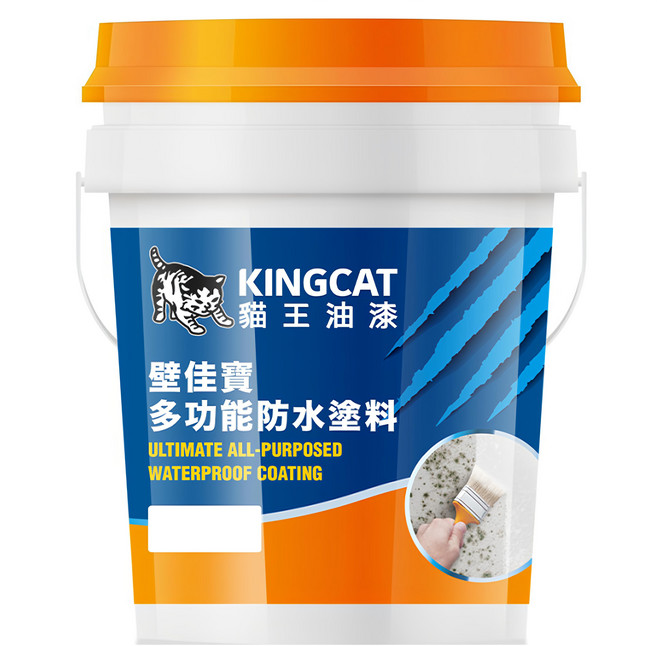 KINGCAT 貓王油漆 壁佳寶多功能防水塗料 耐候性佳 QUV 600小時 抗黴測試通過, 典藏灰, 18.92L, 1桶