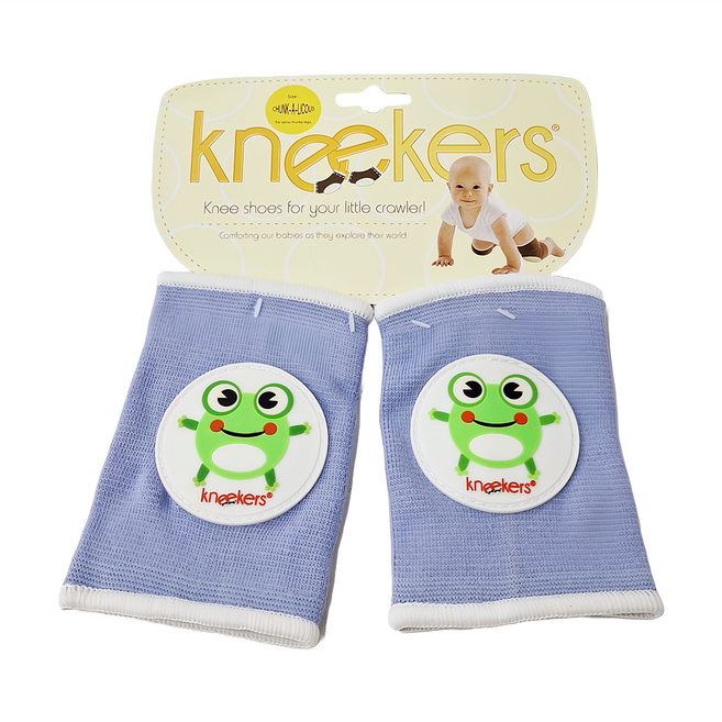 ah goo baby Kneekers 寶寶爬行護膝 超強彈性 包覆性佳 帶給寶寶爬行時全方位保護, 紫色 + 青蛙, 1組