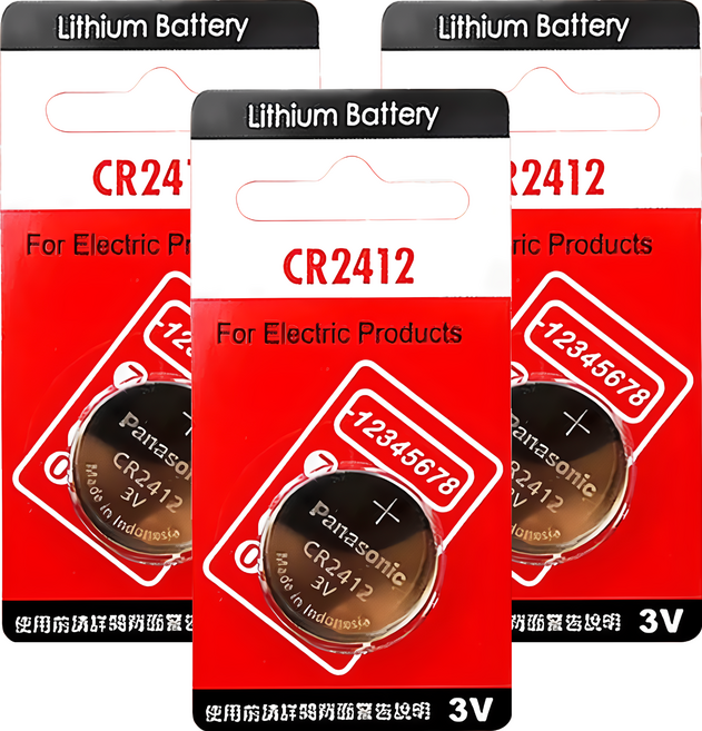 Panasonic CR2412 鈕扣電池, 3個, 1顆