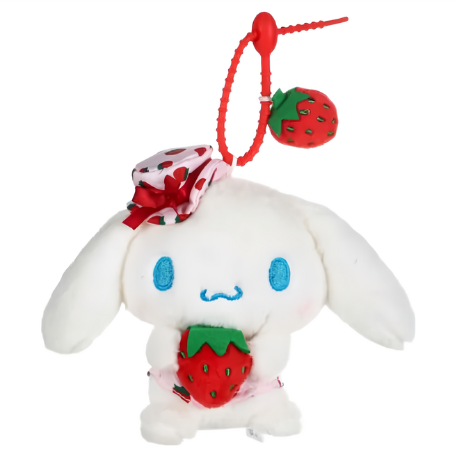 Cinnamoroll 大耳狗喜拿 可愛造型玩偶吊飾鑰匙圈 16 x 12cm 60g, 大耳狗草莓季 白色 + 紅色 + 藍色, 1個