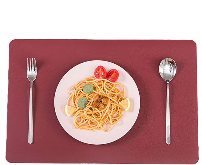 小麥購物 北歐簡約風防油防水皮革隔熱餐墊4件組 L956, 1組, 45 x 30cm, 咖色