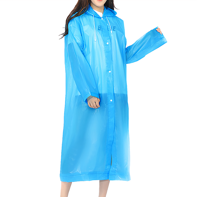 EVA加厚輕便雨衣 成人款 袖口加上伸縮繩, 藍色, 1件