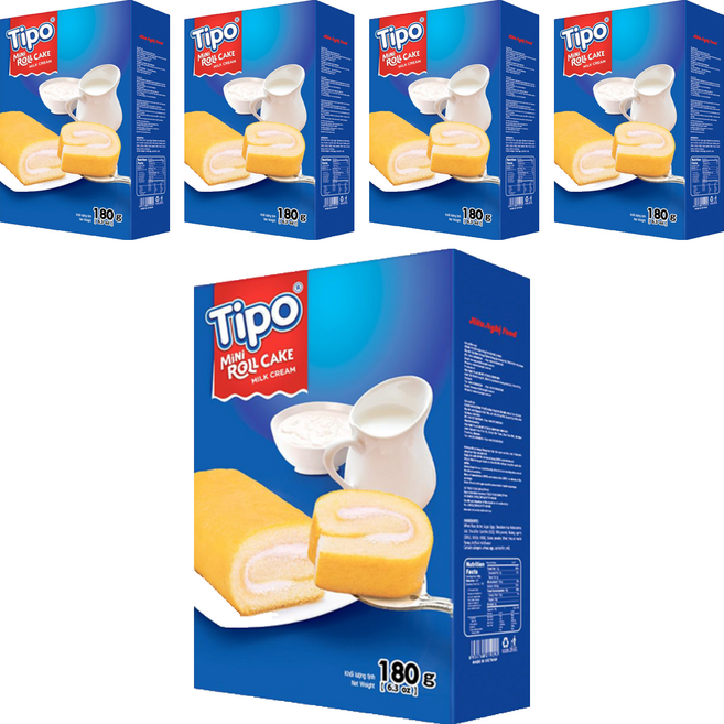 Tipo 瑞士捲 牛奶口味, 180g, 5盒