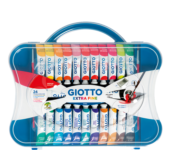 GIOTTO 不透明水彩 附筆刷*2 調色盤*1, 24色, 306ml