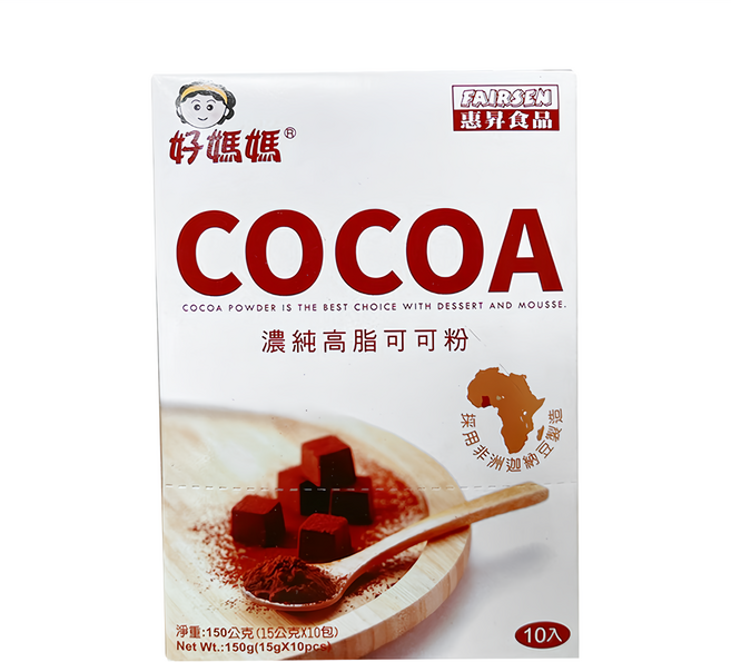 FAIRSEN 惠昇食品 好媽媽 濃純高脂可可粉, 15g, 10包, 1盒