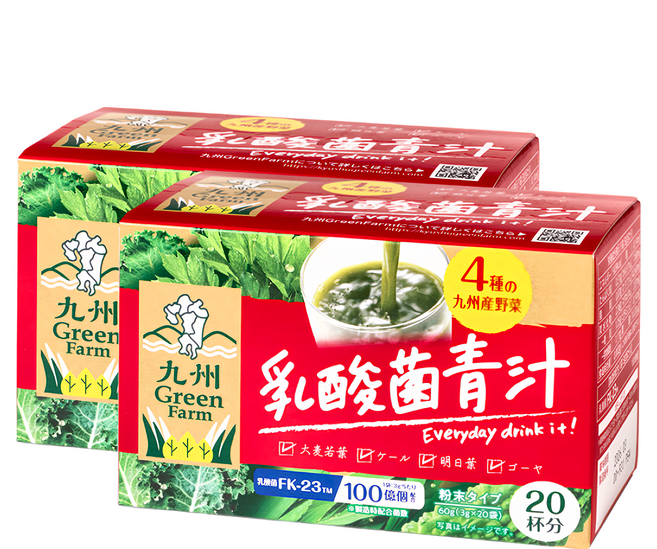 九州 Green Farm 日本原裝進口九州產乳酸菌青汁 20包 2盒, 3g