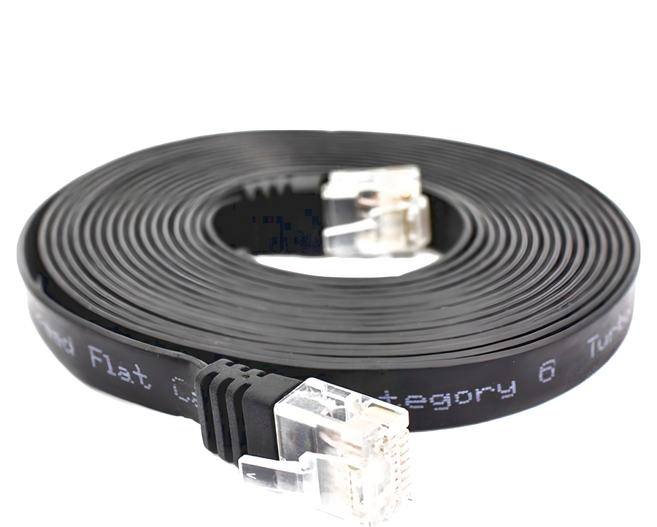 atake 網路線 扁線 Category 6 RJ45 8P8C, 黑色 + 銀色, 0.9m, 1條