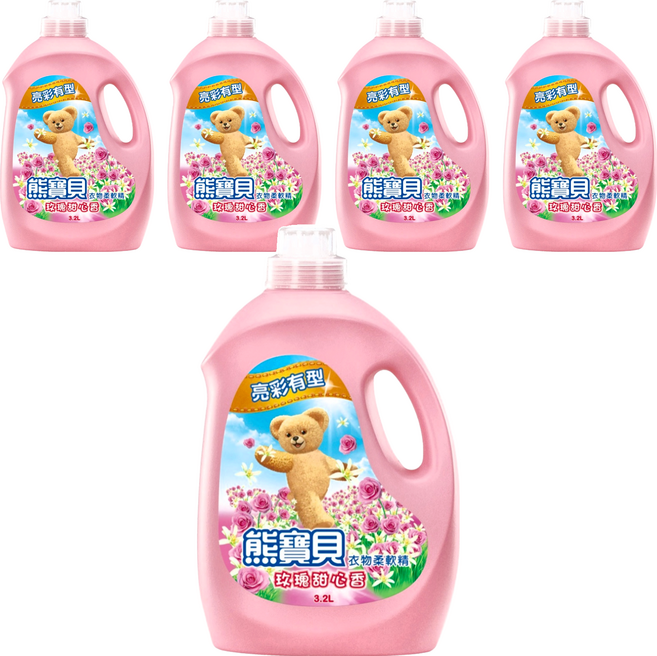 Snuggle 熊寶貝 衣物柔軟精 玫瑰甜心香, 3.2L, 5桶