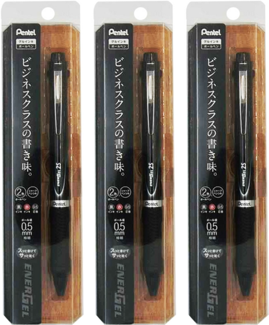 Pentel 飛龍文具 ENERGEL 3用筆 0.5mm筆, 黑色, 3支