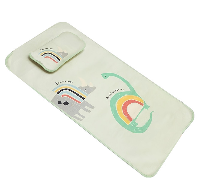 Bebehome 居家生活 兒童冰絲涼蓆/涼感墊 附枕頭 + 提袋, 冰絲竹纖, 彩虹恐龍