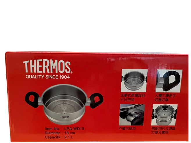 THERMOS 膳魔師 妙膳鍋 不銹鋼雙耳蒸鍋 lpa-wd18, 1入, 18cm, 不銹鋼