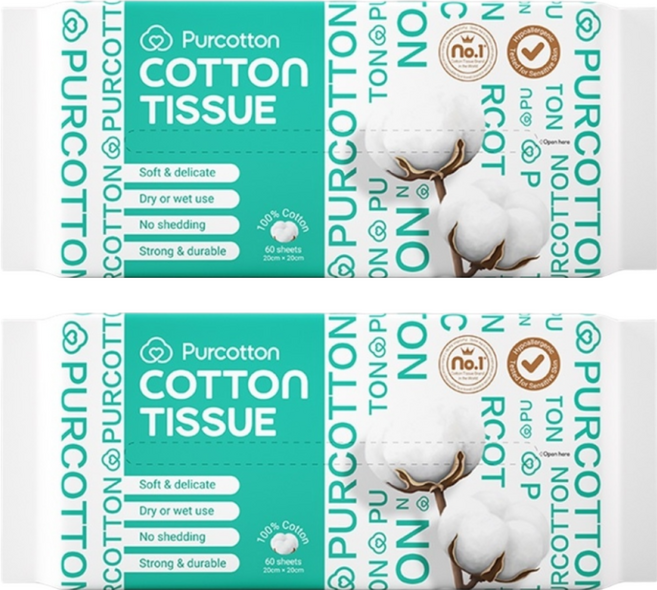 Purcotton 全棉時代 100%純棉乾濕兩用巾 20 x 20cm, 1入, 2包