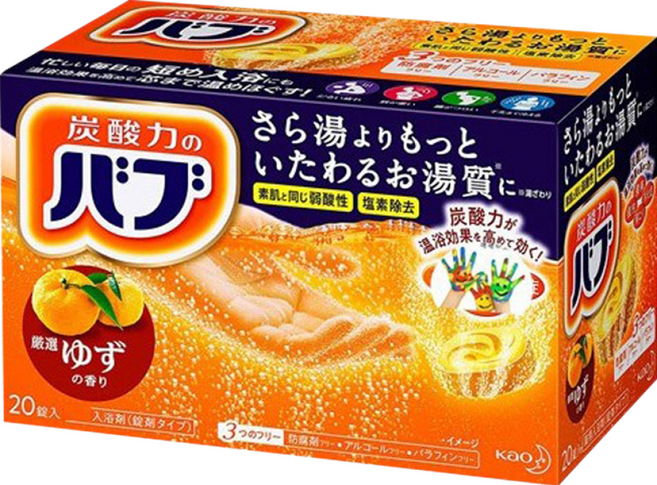 Kao 花王 Bub 芳香舒活碳酸入浴劑 柚子香 20錠 Set, 40g, 1盒