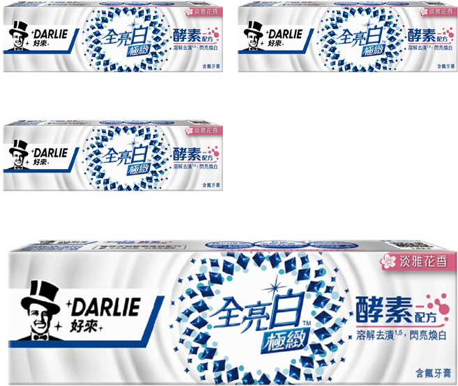 DARLIE 好來 全亮白極緻酵素淡雅花香牙膏, 120g, 4條