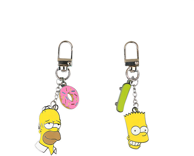 韓國 hM PLUS 辛普森家庭金屬鑰匙圈 2入, 荷馬 + 霸子 黃色, 1組