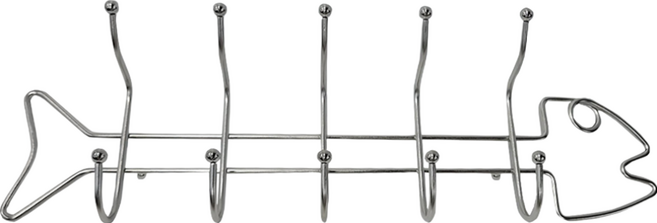 Green Bell 綠貝 304無痕魚形五連掛勾, 銀色, 1個