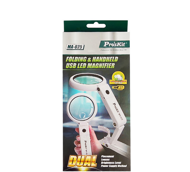 Pro'sKit 寶工 折疊式手持雙倍率LED燈放大鏡, 1個