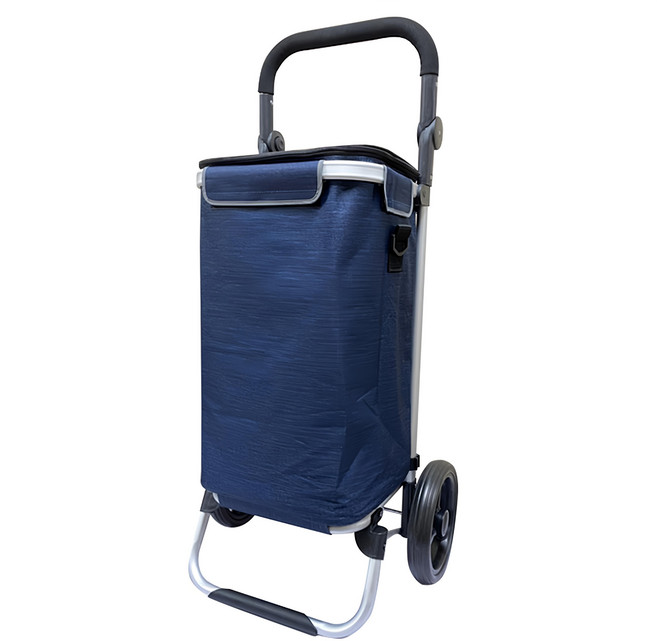 U-CART 優卡得 日式鋁製摺疊購物車 LF508F-2A 41L 基本款 輕巧摺疊 購物幫手, 深藍色 + 黑色, 1個