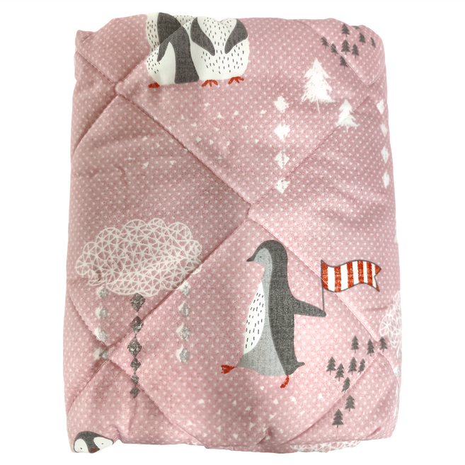 EmBrace 英柏絲 隨行小涼被 涼感纖維, 企鵝樂園 粉紅色 + 灰色