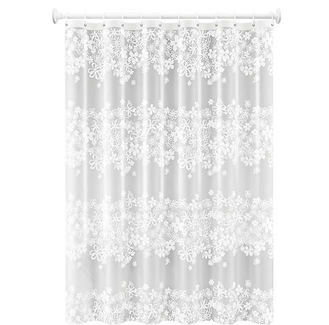 葉子小舖 時尚環保浴簾, 小碎花 白色, 1個