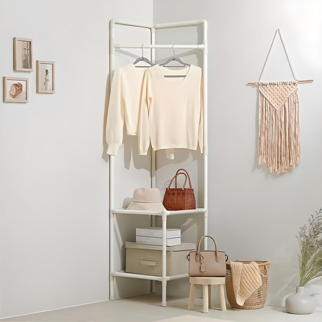 MF MAGIC HOUSE 組合式角落掛衣架, 白色