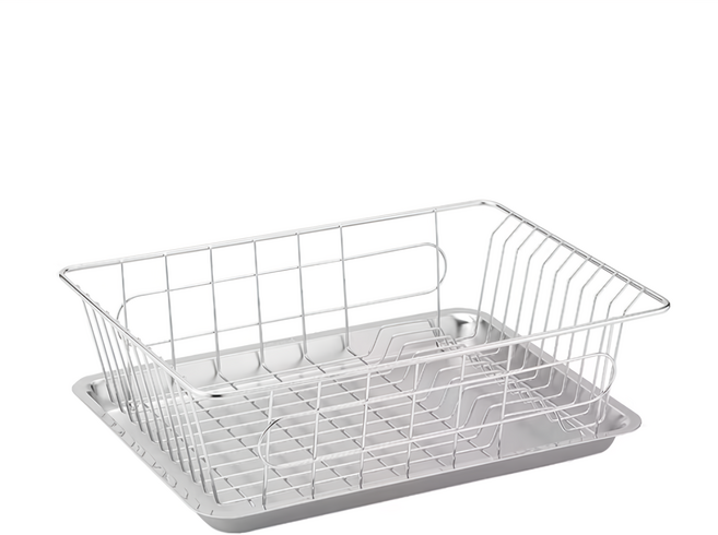 SHCJ 生活采家 304不鏽鋼廚房碗盤陳列瀝水架 台灣製造 瀝水架+拖盤, 銀色, 1個