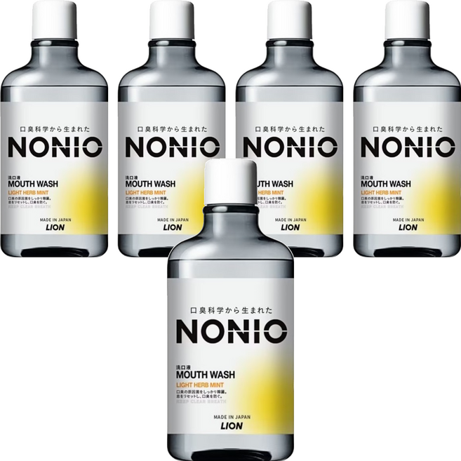 LION 獅王 NONIO 終結口氣漱口水 99.9%口臭原因菌去除 幫助清除牙菌斑 日本調香職人特調, 600ml, 5瓶