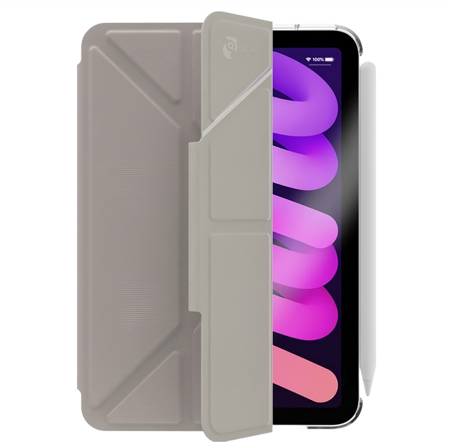 JTLEGEND Ness 相機快取多角度折疊防潑水布紋平板保護殼 磁扣版, 奶茶灰, 1個