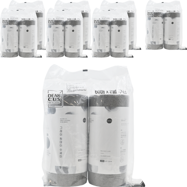 DEARCUS 捲筒型拋棄式洗碗布, 灰色, 60張, 8捲