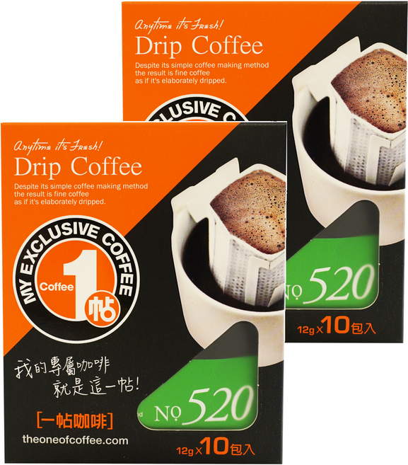 一帖咖啡 NO.520 濾掛式咖啡包, 12g, 10包, 2盒