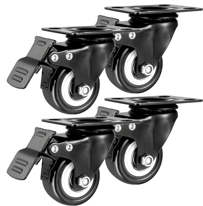 超靜音萬向旋轉活動輪 平底煞車款, 4個