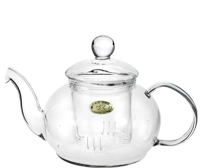 Chikao glass 耐熱標準花茶壺 中, 600ml, 透明色, 1個