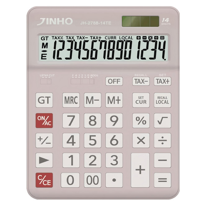 JINHO 京禾 14位元雙電源財務型匯率計算機 JH-2788-14TE, 1台, 淡奶芋