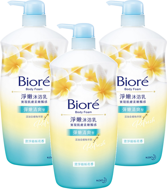 Biore 蜜妮 淨嫩沐浴乳 緬梔花香 彈嫩清爽, 1kg, 3瓶