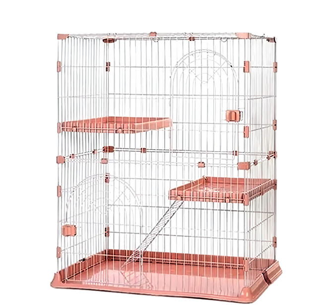 寵物夢工廠 優雅別墅三層貓籠, 粉色, 1個