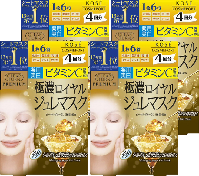 KOSE 高絲 CLEAR TURN 光映透 極上保濕凝凍面膜 美白, 33g, 4入, 4盒