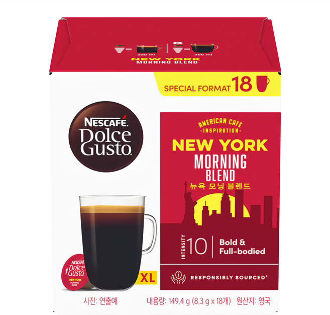 NESCAFE 雀巢咖啡 Dolce Gusto 多趣酷思 紐約美式晨光濃烈咖啡膠囊, 8.3g, 18顆, 1盒