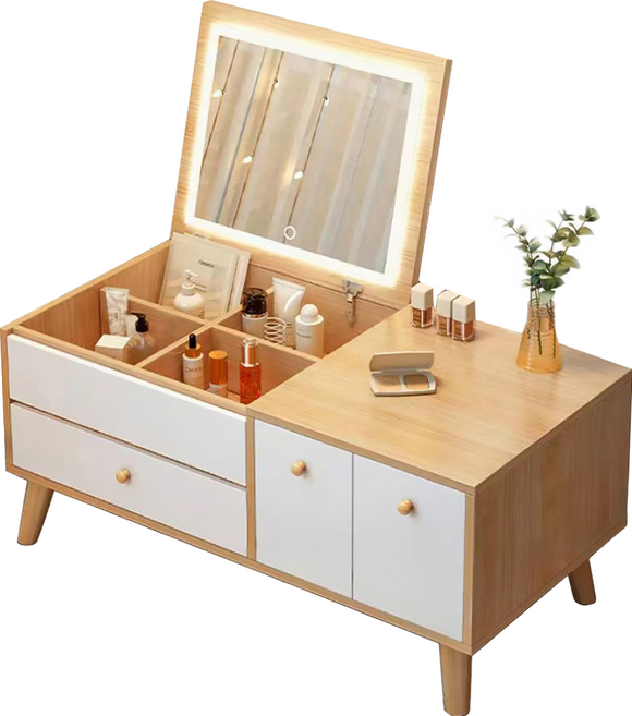 梳粧檯帶燈 156-HY, 賽杉木 + 白色