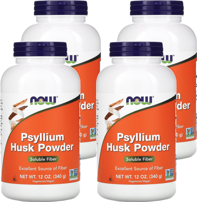 NOW Foods 洋車前子殼粉, 340g, 4罐