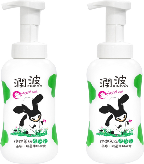 RINPOO 潤波 洗手慕斯 茶樹+抗菌牛奶配方, 300ml, 2瓶