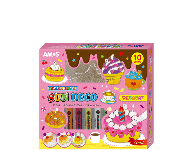 AMOS 阿摩司 甜點蛋糕壓克力模型版DIY玻璃彩繪組, 多色, 1組