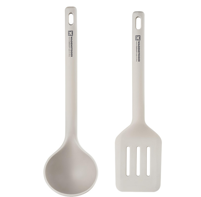 WAGENSTEIGER 艾德矽膠廚具2件組 (湯勺+鍋鏟), Light, 1組, 開孔煎鏟 + 料理勺