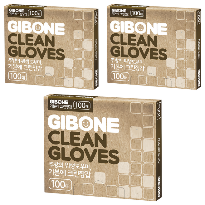 GIBONE 衛生手套 透明, 100張, 3盒