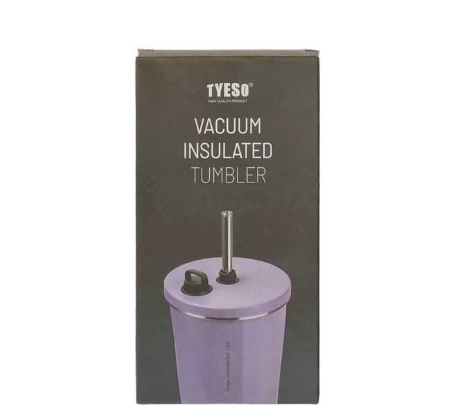 TYESO 泰碩 不鏽鋼吸管杯 TS8848A, 薰衣紫, 600ml, 1個