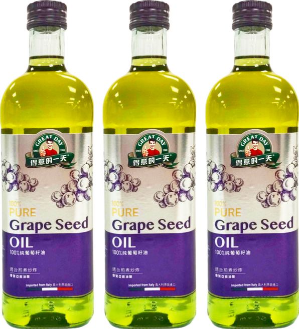 得意的一天 100%純葡萄籽油, 1L, 3瓶