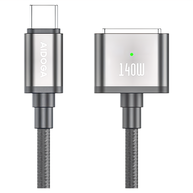 AIDOGA 艾迪伽 Type-C TO MagSafe 3 PD3.1 磁吸充電線快充線 140W 風暴系列 2m, 黑色, 1條