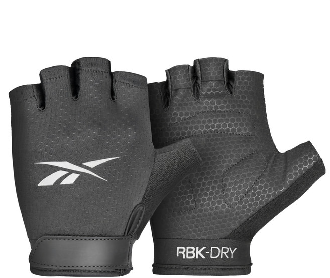 Reebok 銳步 Fitness Gloves 短指露指透氣重訓健身手套 黑色 L(14.5 x 9.5 x 2.5cm) 1雙