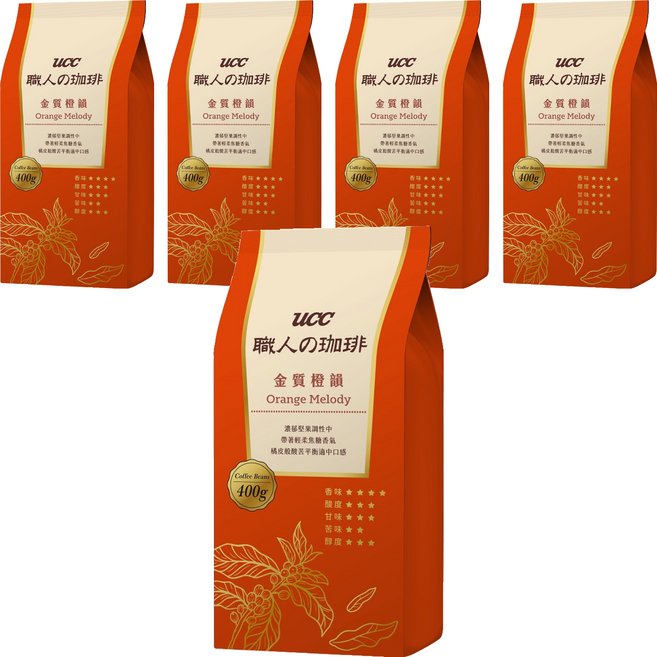 ucc 職人的珈琲 金質橙韻咖啡豆, 咖啡豆(無研磨), 400g, 5包