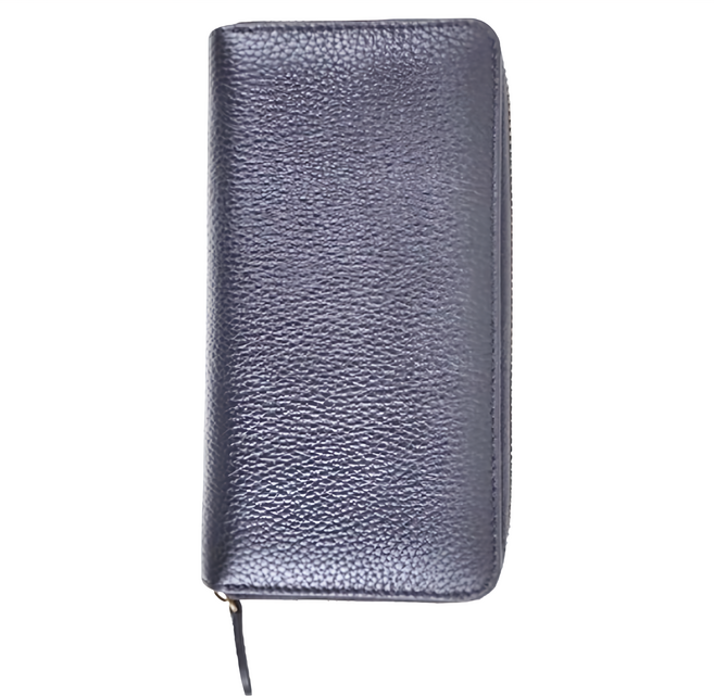 頭層牛皮9卡位拉鍊小長夾 L型