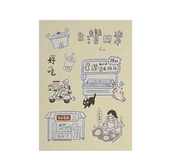 Sunny 三瑩文具 簡單小日常插畫明信片 SGC-327D, 台灣日常, 7張
